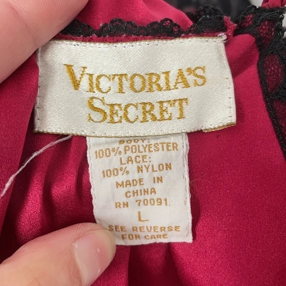 Victoria’s Secret Vintage Gold Label Red Black Satin Slip Dress
